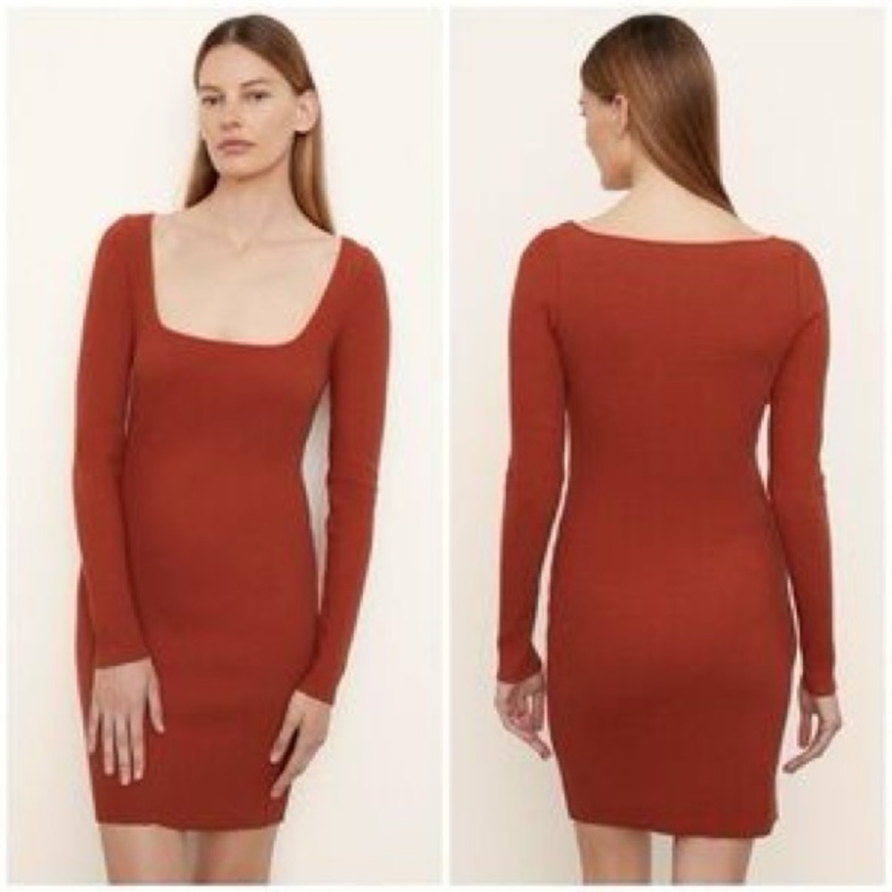 Vince Long-Sleeve Square-Neck Mini Dress - image 1